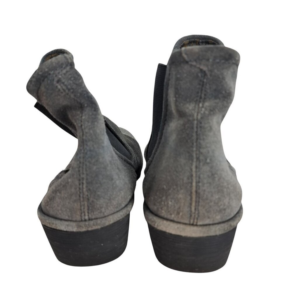 Fly London Phil Gray Suede Wedge Boots Size 38 US 7.5-8 Pull On Chelsea Chunky - Picture 5 of 13